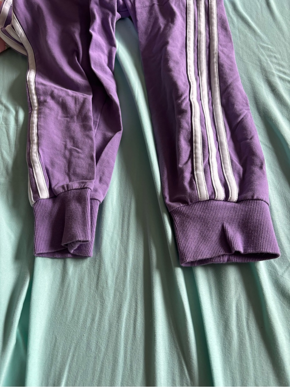 adidas Lavender Track Pants with White Three Stripes - Picture 2 of 2